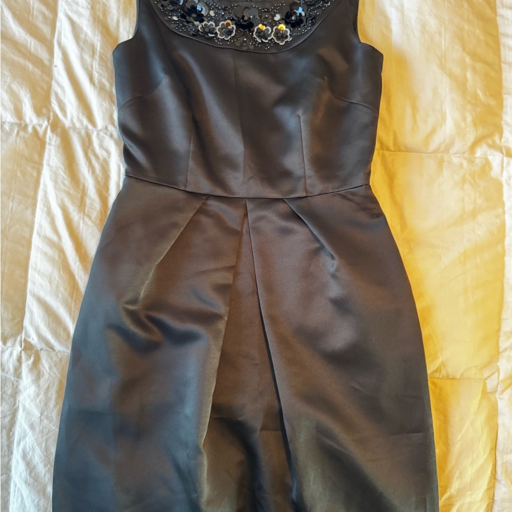 ANTONIO MELANI Black Mini Dress with Embellished Neckline